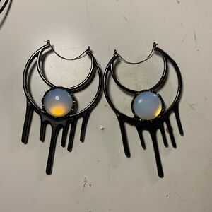 Goth Black Drip Hoop Earrings